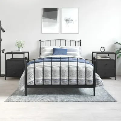 vidaXL Noptiere, 2 buc., negru, 44x45x60 cm, lemn compozit