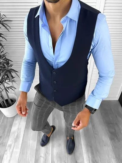 Tinuta barbati smart casual Pantaloni + Camasa+Vesta 12668