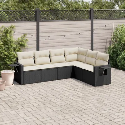 Gossi set mobilier de gradina cu perne, 6 piese, negru, poliratan