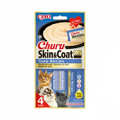 Recompense pentru pisici Churu Skin Coat cu ton 4 buc x 14 gr