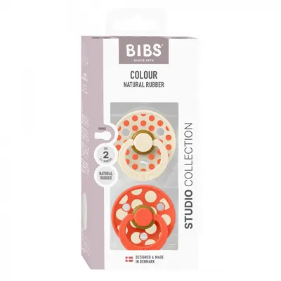 Set 2 suzete Bibs Colour Studio Collection Polka Dots tetina rotunda 6 luni+ IvoryTango