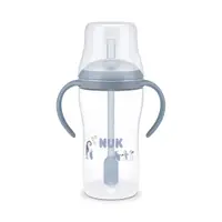 Cana Invatare NUK cu Pai 260 ml Albastru Pinguin 8 luni plus