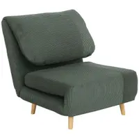 HOMCOM 2-in-1 Fotoliu extensibil Pat pentru oaspeți, tetieră reglabilă, aspect catifea reiată 82 cm x 87 cm x 89 cm Verde | Aosom Romania