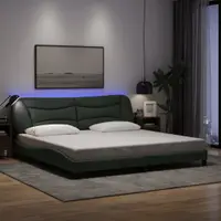 vidaXL Cadru de pat cu LED fără saltea Hvar Gri închis 200x200 cm Material
