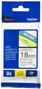 Banda laminata Brother TZE241, 18mm/8m (Negru/Alb)