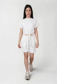 Set vara pentru femei - Casual - Bumbac Premium - Tricou ajustabil + Pantaloni scurti - Alb