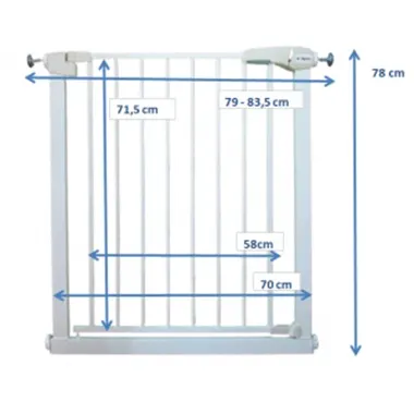Poarta de siguranta din metal R-Sport S0 alb 79-83.5 cm