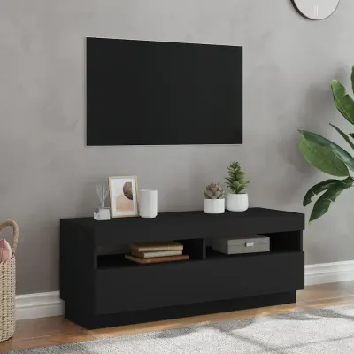 vidaXL Comodă TV cu lumini LED, negru, 100x35x40 cm