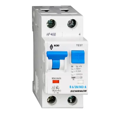 Intreruptor automat+diferential, B6/30mA, 10kA, tip A, 1P+N