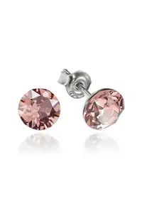 Cercei Argint 925 placat cu rodiu cu cristale Swarovski® Xirius 6mm - Roz champagne