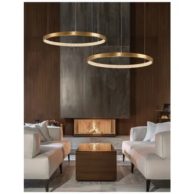 Lampa suspendata PRESTON Antique Auriu Brass Aluminiu & Acrylic LED 50 Wat 230 Volt 2727Lm 3000K IP20