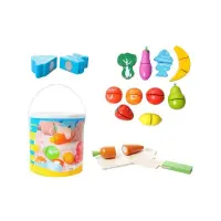 Set creativ legume/fructe pentru copii, 14 piese, lemn, multicolor