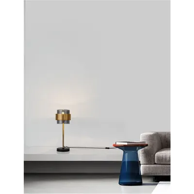 Veioza SIANNA Smoke Sticla & Negru Cord & Alama aurie Metal LED E27 1x12 Wat 230 Volt IP20 Fara bec