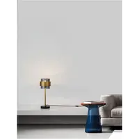 Veioza SIANNA Smoke Sticla & Negru Cord & Alama aurie Metal LED E27 1x12 Wat 230 Volt IP20 Fara bec