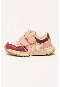 Pantofi sport de piele ecologica cu velcro - Roz deschis/Roz inchis