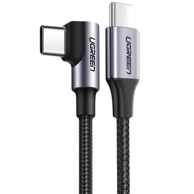 Cablu Date si Incarcare USB-C - USB-C UGREEN US255 Angled, 60W, 2m, Gri