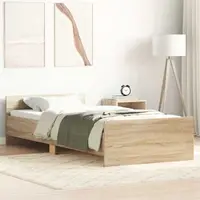 vidaXL Cadru de pat cu headboard Stejar Sonoma Lemn prelucrat