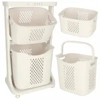 Organizator pe roti cu 2 cosuri supraetajate Ikonka white, dimensiune totala 44 x 77.5 x 32 cm
