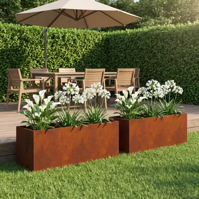 vidaXL Vază pentru Grădină 2 buc. Ruginit 80 x 30 x 30 cm