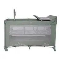 Patut pliabil Noemi Plus Iceberg Green Star cu 2 nivele, usa laterala cu fermoar, roti cu sistem de blocare, accesorii incluse
