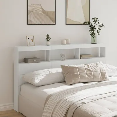 vidaXL Tăblie cu dulap și LED, alb, 180x17x102 cm
