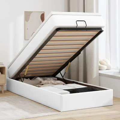 vidaXL Cadru de pat otoman cu saltea alb 80x200cm piele artificială