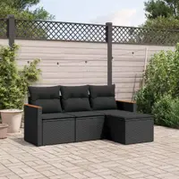 Gossi set mobilier de gradina cu perne, 4 piese, negru, poliratan