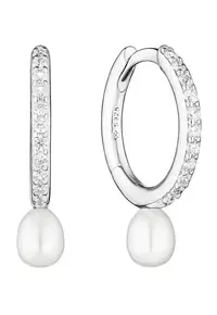 Cercei argint cu perle naturale si zirconia pavé - Eternity