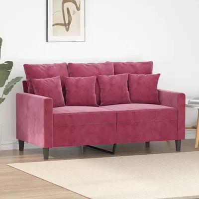 Gossi canapea cu 2 locuri, rosu vin, 120 cm, catifea