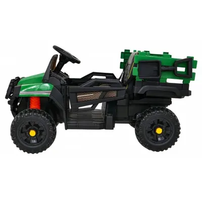 Masinuta electrica pentru copii Farmer Pick-Up Verde 70W cu telecomanda, scaun tapitat, roti Eva, deschidere usi, telecomanda si lumini