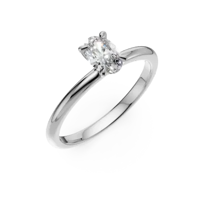 Inel de logodna din aur alb cu un diamant oval solitaire de 0.4ct