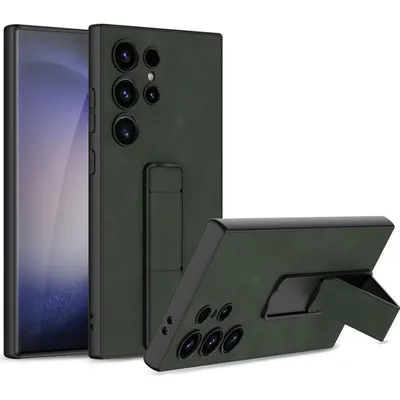 Husa Deluxe, Suport vertical pentru Samsung Galaxy S24 Ultra, Protectie completa, Leather look, Verde Engros