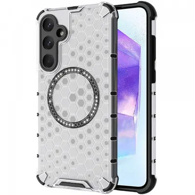 Husa MagSafe pentru Samsung Galaxy A55 5G A556, Techsuit, HoneyComb Shield, Alba
