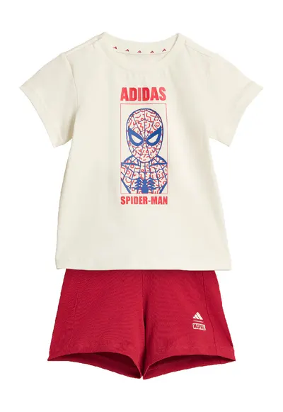Set de tricou si pantaloni scurti Marvel - Rosu inchis/Alb murdar