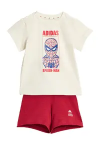 Set de tricou si pantaloni scurti Marvel - Rosu inchis/Alb murdar