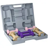 SPORTNOW Set Ganteră Fitness 2x1/1.5/2kg cu Geantă, Ganteră de 9 kg Total cu Mâner Antiderapant, Antrenament Fitness Acasă, Roz, Violet, Maro | Aosom Romania