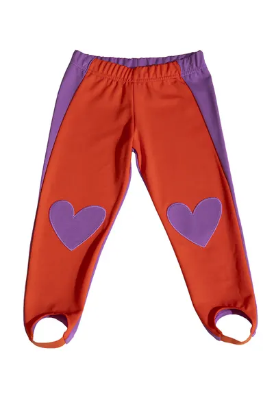 Pantaloni cu inimi - Portocaliu/Violet
