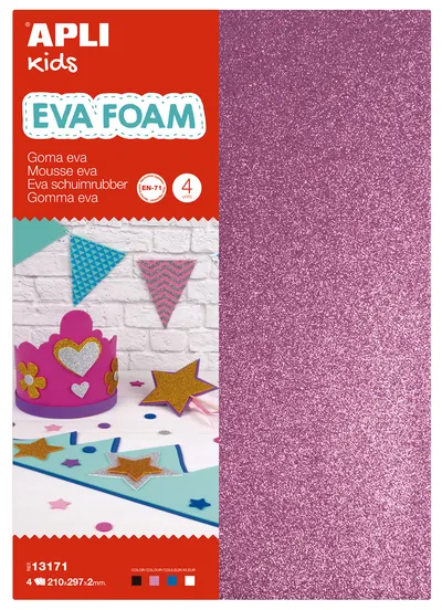 Set de foi APLI - - 20 х 30 cm, cu sclipici, din Eva foam (4 bucati)