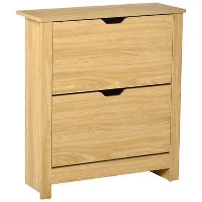 HOMCOM Comodă pentru pantofi hol, dulap pentru pantofi mobilier de intrare și coridor - 2 uși basculante 2 compartimente | Aosom Romania