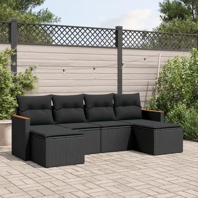Gossi set mobilier de gradina cu perne, 6 piese, negru, poliratan