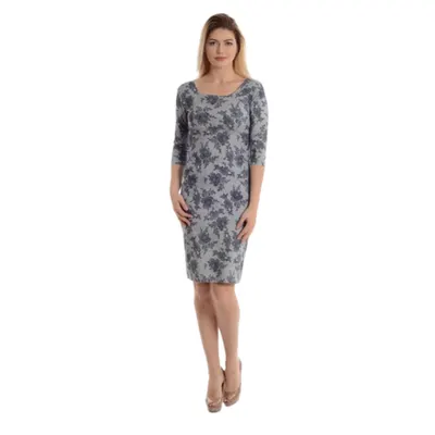 Rochie R2274 gri floral stiliat, Natalee | marimea S