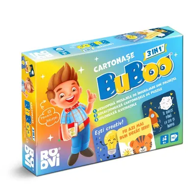 Joc Educativ, Roovi, Cartonase Buboo 3 in 1, pentru Baieti