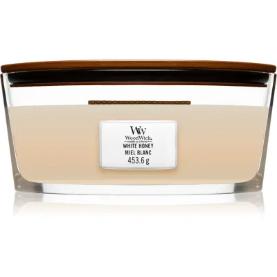 Woodwick White Honey lumânare parfumată cu fitil din lemn (hearthwick) 453 g