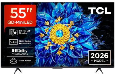 Smart TV TCL - 55P8L, 55'', 4K, QD-Mini LED 144Hz, AiPQ Pro, Onkyo 2.1 Hi-Fi, Google TV, negru