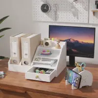 Organizator birou multifunctional cu sertar, suport documente si suport telefon, 34 x 28 x 24 cm)