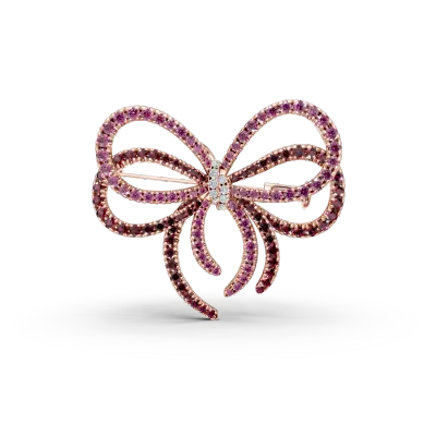Brosa fundita din aur roz cu pietre pretioase de 7.2ct