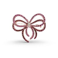 Brosa fundita din aur roz cu pietre pretioase de 7.2ct