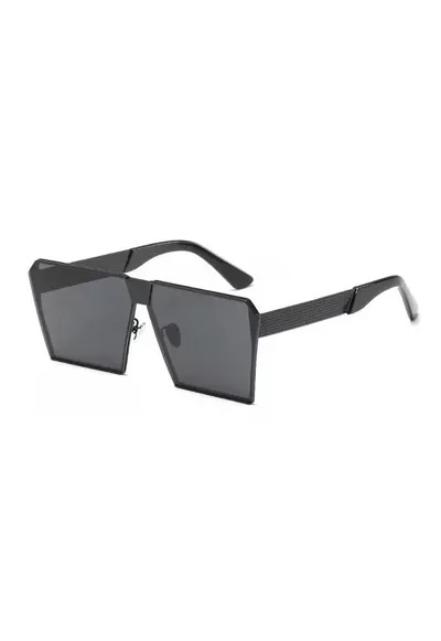 Ochelari de soare Rectangular Plat Oglinda Negri - Negru