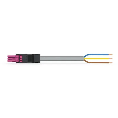 pre-assembled connecting cable; Eca; Socket/open-ended; 3-pole; Cod. B; 2 m; 1,00 mm²; pink