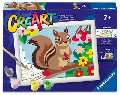 Set de pictură pe numere Ravensburger CreArt - Veveriță și flori
